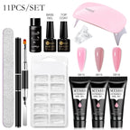 Mtssii 17PCS/Set 20ml Nail Extension Gel Set Builder UV Gel for Nails With 6W UV LED Lamp Nail Extension Tools Kit For Beginner