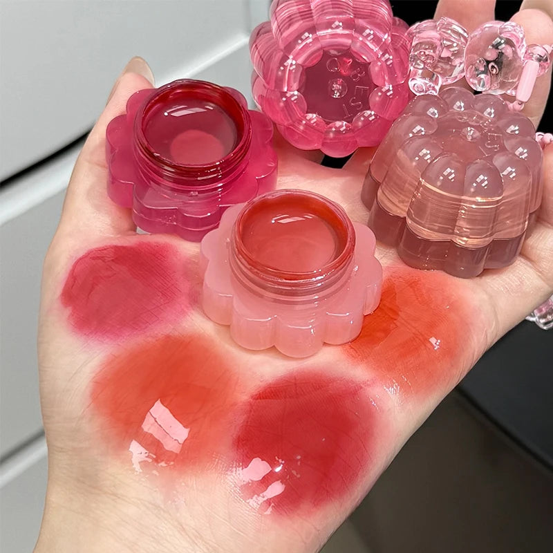 QIBEST Moisturizing Mirror Lipgloss Lip and Cheek Dual-Purpose Gel Jelly Water-Glow Colorful Lip Cheek Blush Cream Lip Stain