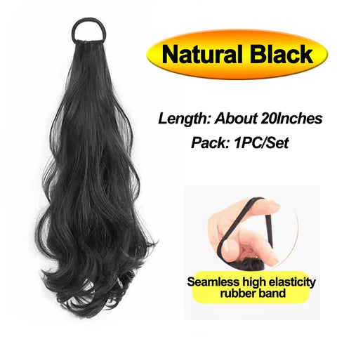 Vitality Synthetic Wig Ponytail Long Wavy Ponytail Hair With High Elasticity Rubber Band Heat Resistant Hairpiece For Daily Use