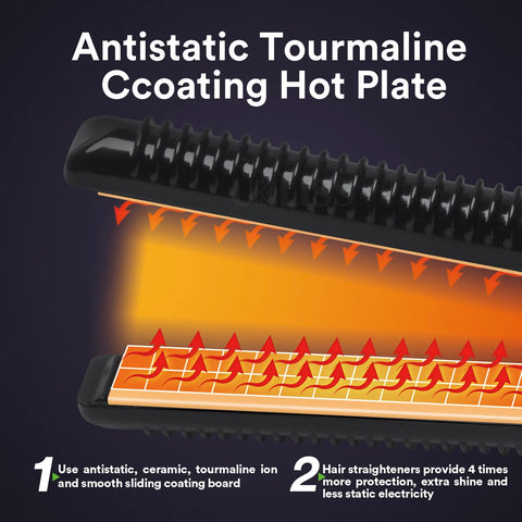 TINSOL 2-in-1 Professional Hair Straightener and Curling Iron Mini Ceramic Straightener with Adjustable Temperature