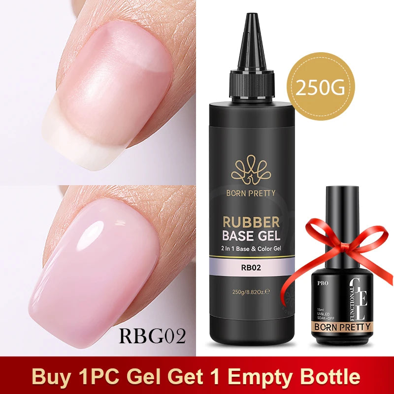 BORN PRETTY 250g Super Top Coat Base Gel Soak off UV LED Drying Long Lasting Semi Permanent Jelly Nude Pink Gel Nail Polish
