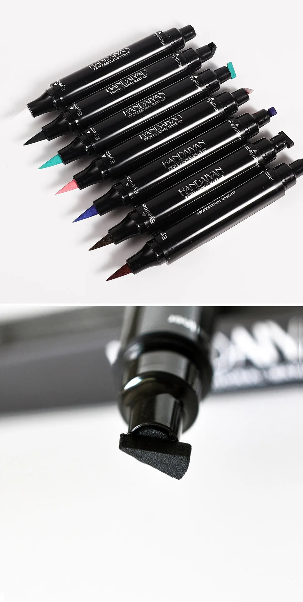 Colorful Eyeliner Stamp Triangle Dual-ended Liquid Eyeliner Waterproof Sweat-proof Quick Dry Eyeliner Makeup Seal Tool Cosmetics