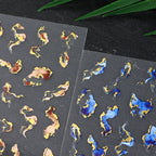 Nails Stickers Purple Blue Brown Ink Design Decals Gold Decorations Art Self-Adhesive Holographic Gel Slider Manicure Supplies