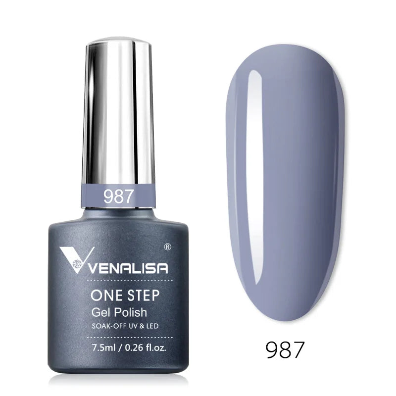 3 in 1 VENALISA  One Step Nail Gel Polish Full Coverage Gorgeous Color Soak off UV LED Nail Gel Varnish Nail Art Salon Lacquer