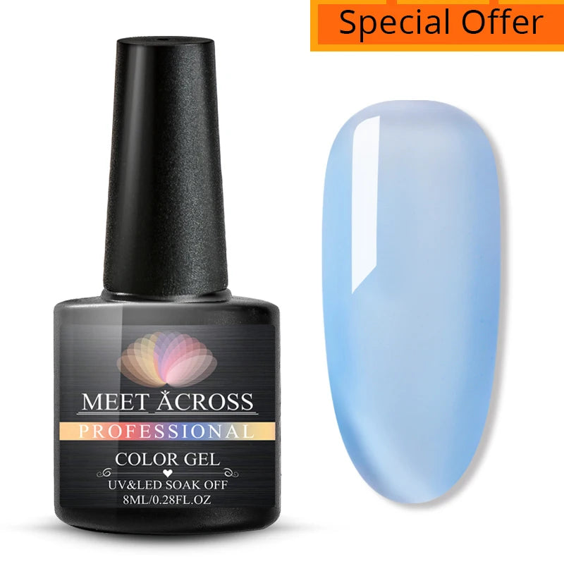 MEET ACROSS 7ml Red Blue Green Metallic Gel Nail Polish Super Bright Mirror Effect Semi Permanent LED UV Gel Nail Art Varnish