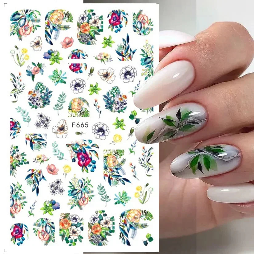 1pcs Sakura Flower 3D Nail Stickers White Cherry Blossom Nail Art Decals Spring Summer Adhesive Slider Decor Wedding Manicure