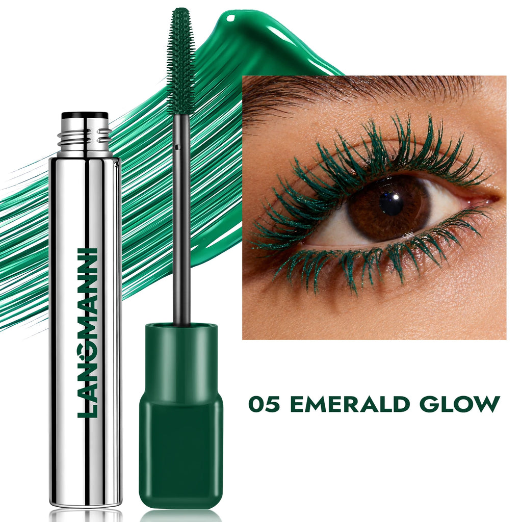 8 Colors Green Mascara Thick Curling Waterproof Natural Eyelashes Long Lasting Blue White Pink Black Eye Makeup Korean Cosmetics