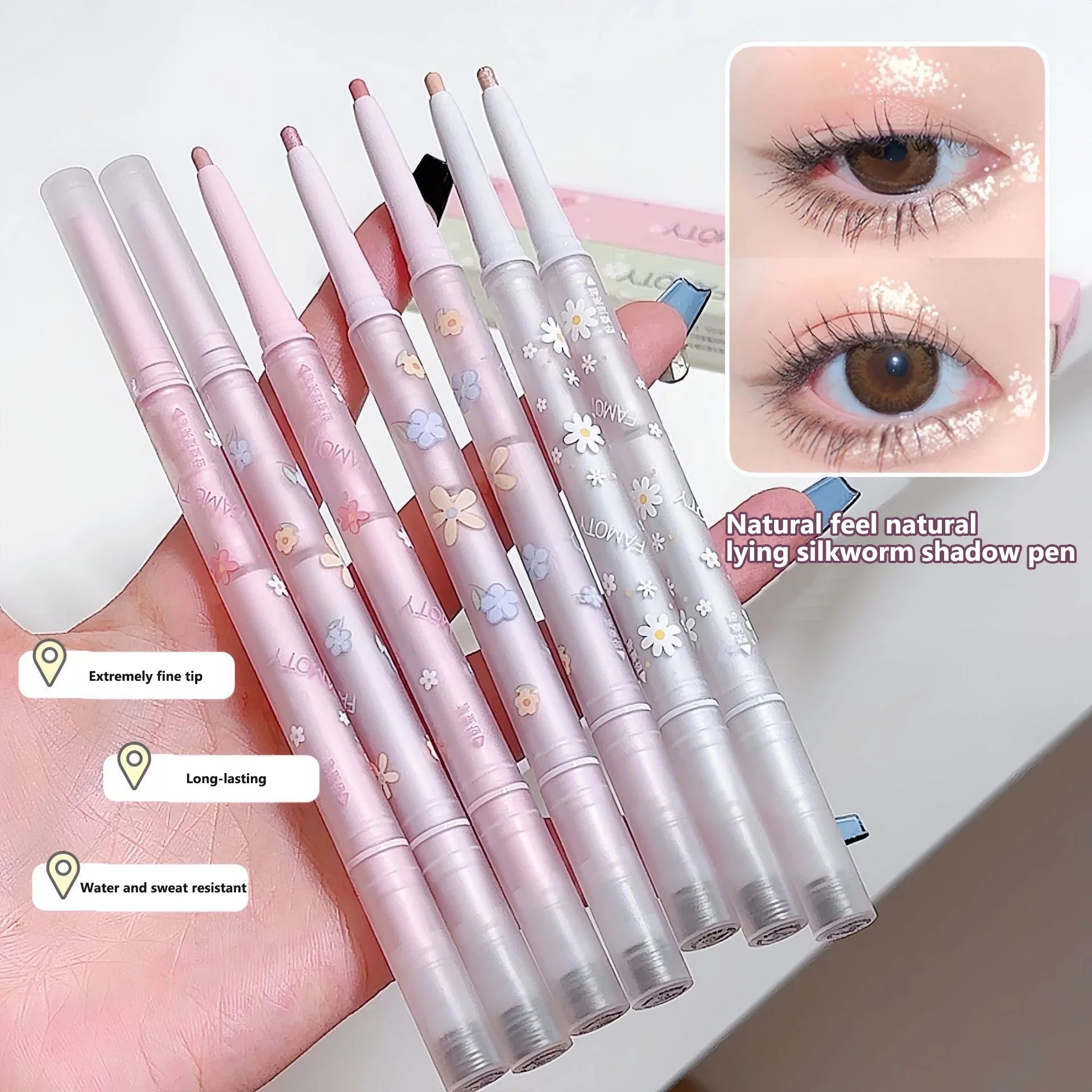 Double Head Lying Silkworm Eyeliner Liquid Down To Shadow Pencil Eye Highlighting Eyeshadow Stick Natural Big Eye Makeup Gel Pen