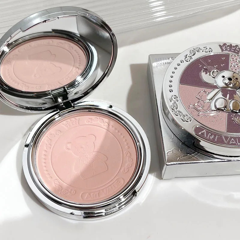 Face Pressed Powder Setting Long Lasting Oil Control Waterproof Foundation Natural Brighten Skin Tone Powder Concealer Makeup