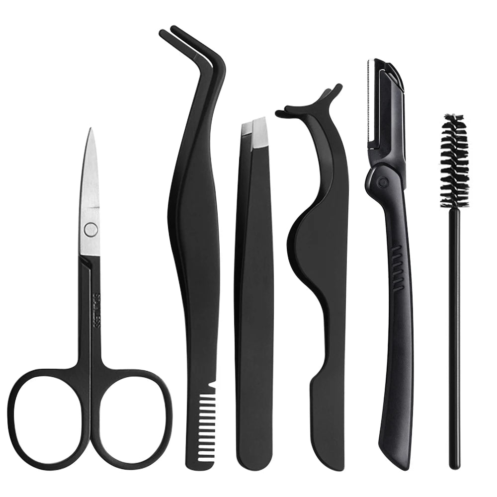 6/8PCS Eyebrow Tweezers Set Professional Stainless Steel Tweezer With Eyebrow Knife Scissors For Beauty Facial Hair Removal Tool