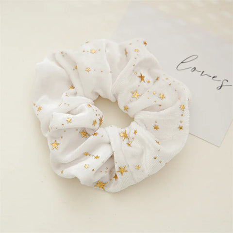 YHJ Velvet Star Scrunchies Elastic Hair Bands Women Girls Headbands Ponytail Holder Hair Ties Winter Fashion Hair Accessories