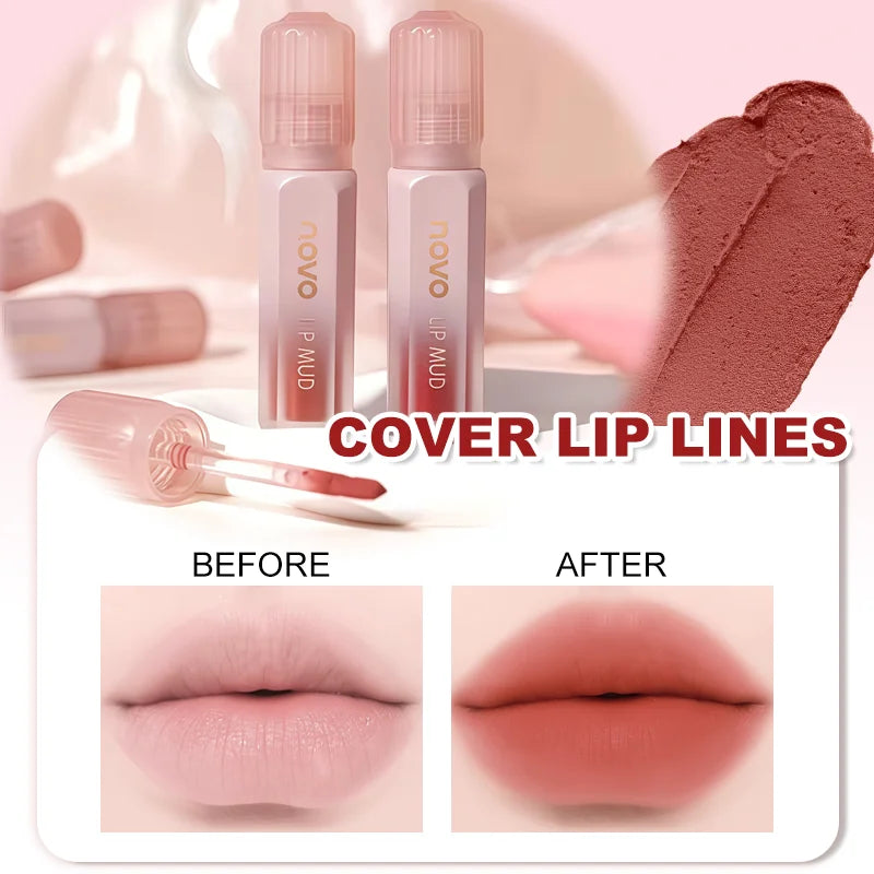 Matte Silky Velvet Lipstick, Creamy Texture, Long Lasting High Impact Color, Waterproof, Non-Stick Cup, Lip & Cheek Dual-Use,