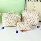 1pcs Cute Quilted Cotton Makeup Bag Women Zipper Cosmetic Organizer Cloth Handbag Box Shape Portable Toiletry Case for Girls