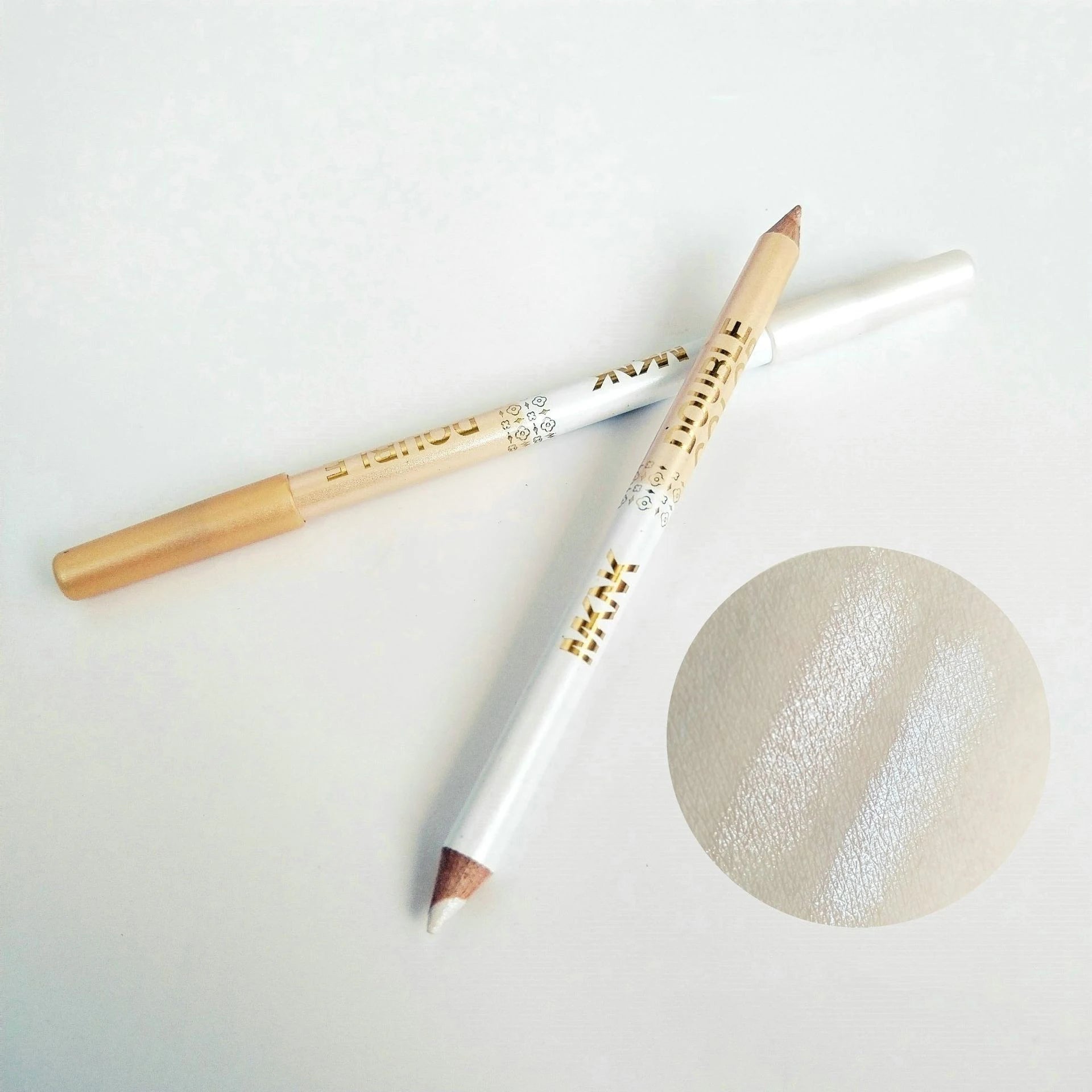 Two-Color Wooden Eyeliner Pencil Smooth Matte Black White Gel Eye Liner Pen Dual-use Pearlescent Silkworm Highlight Shadow Pen