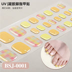 26Tips French Leopard Print UV Gel Toenail Sticker Bronzing Dye Gradient Cross-border Semi Baked Gel Nail Sticker UV Lamp Needed