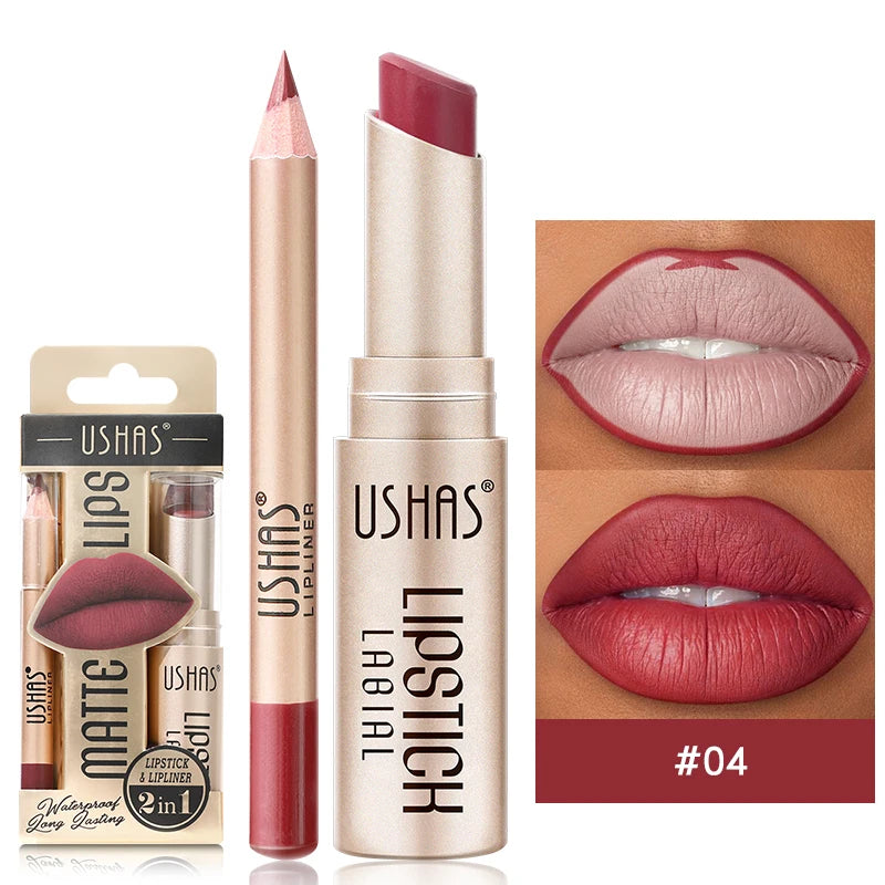Professional Grade 12 Color Double Ended Lip Liner Lipstick Set Matte High Color Rendering Does Not Fade Waterproof  Sweat Proof