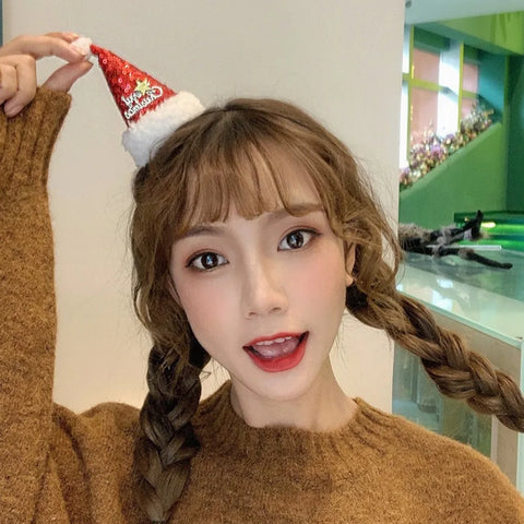 Cartoon 3D Spring Christmas Headband Christmas Hat Fluffy Plush Children Headwear Deer Ear Hair Clip Xmas Hair Accessories