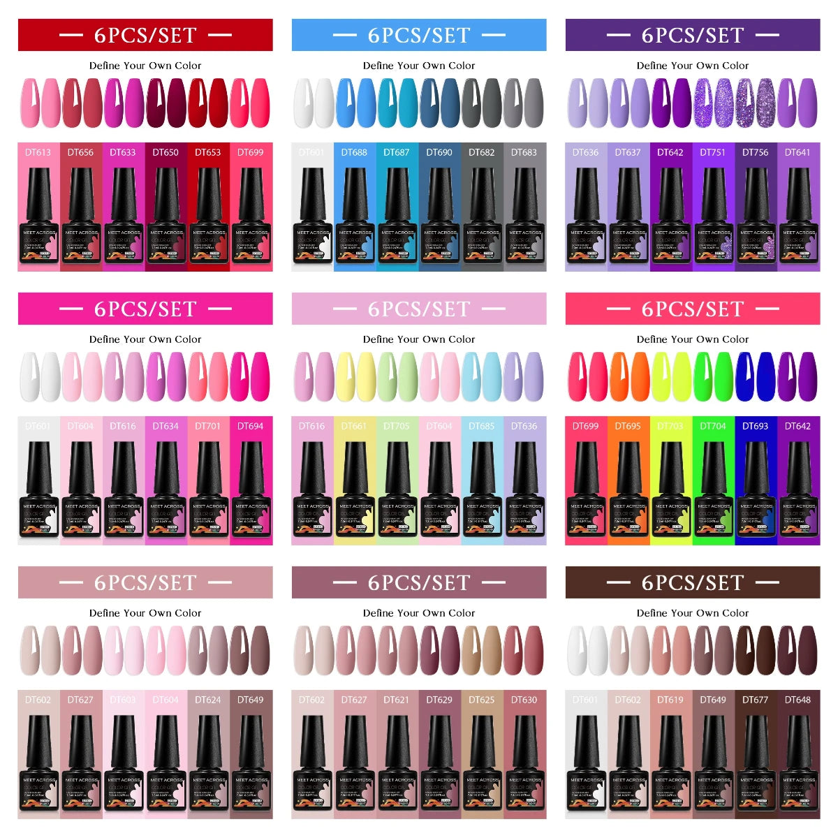 6pcs Nail Gel Polish Set Nude Pink Red UV/LED Nail Art Vernis Gel for Manicure Design All-Season Semi Permanent Quick Dry