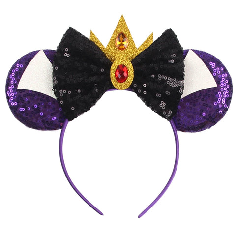 Disney Mickey 3.3"Velvet Ears Headband For Girls Soft Bow Hairband Halloween Festival Party Christmas DIY Hair Accessories