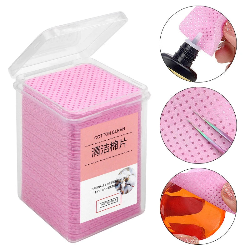 300/200/100Pcs Lint Free Cotton Pads Nail Polish Remover Pink Purple Eye Lash Glue Easy Removal Cleaning Pad for Nails Salon DIY