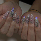 24pcs Sliver Spider Design Fake Nail Halloween Gothic Punk False Nail Tips Wearable European Heavy Metal Almond Press on Nails