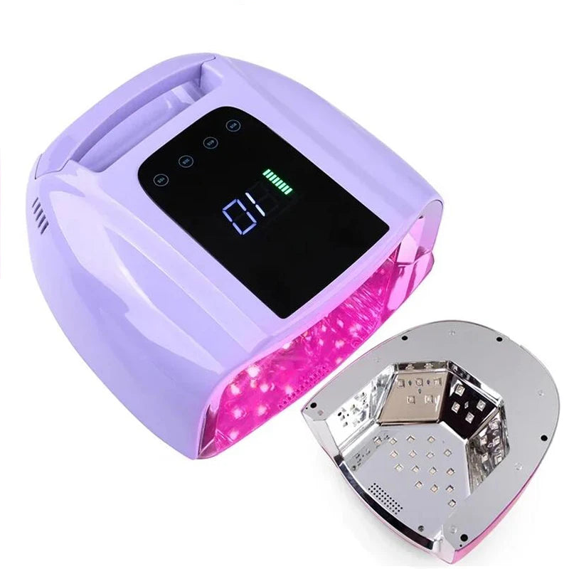96W Mirror Reflective Nail Lamp with Metal Pad Cordless Manicure Dryer Wireless UV Light for Nails Rechargeable Nail UV LED Lamp