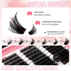 GROINNEYA Lashes Cluster DIY Lash Extension Mixed Tray Clusters Eyelashes Fluffy Volume Individual Lashes Cat Eye Lash Extension