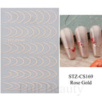 3pcs/set 3D Simple Lines Nail Stickers Rose Gold Metal Stripe Letters Decals Curve Gel Nails Art Sliders Polish Manicure Decor