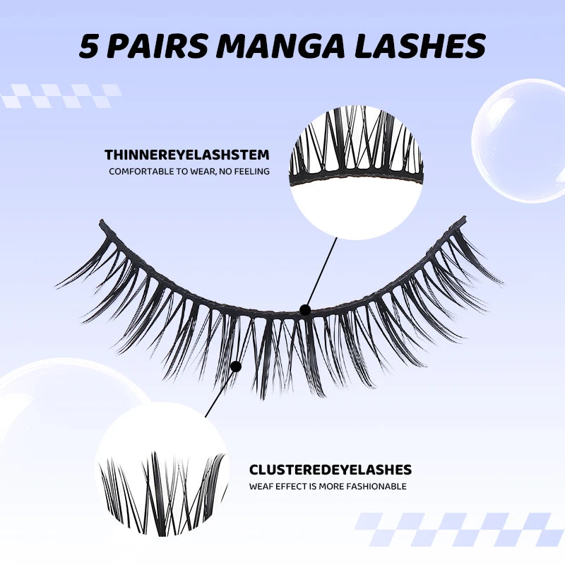 5 Pairs Soft Strip Lashes Manga Makeup Korean Natural False Eyelashes DINGSEN Natural Lashes Sleeve Anime Daily Eyelashes
