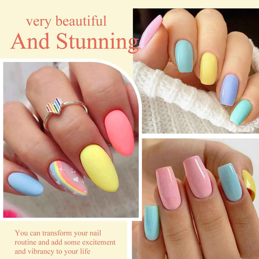 8Pcs 8ml Gel Nail Polish Set , Long Lasting, Lead-Free Semi Permanent Soak Off UV Gel Varnish For Summer, DIY Nail Art Design