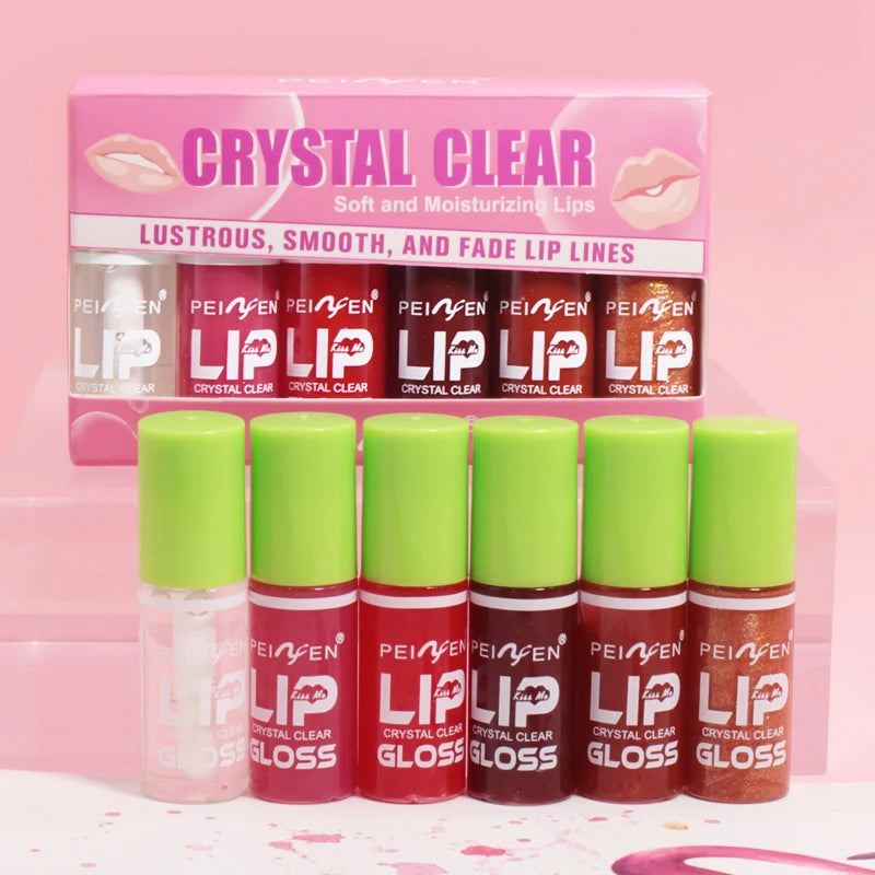 6pcs Moisturizing Lip Gloss Transparent Lip Oil Hydrating Lip Glaze Lip Plumper Hydrating Make Up Liquid Lipstick Lips Cosmetics