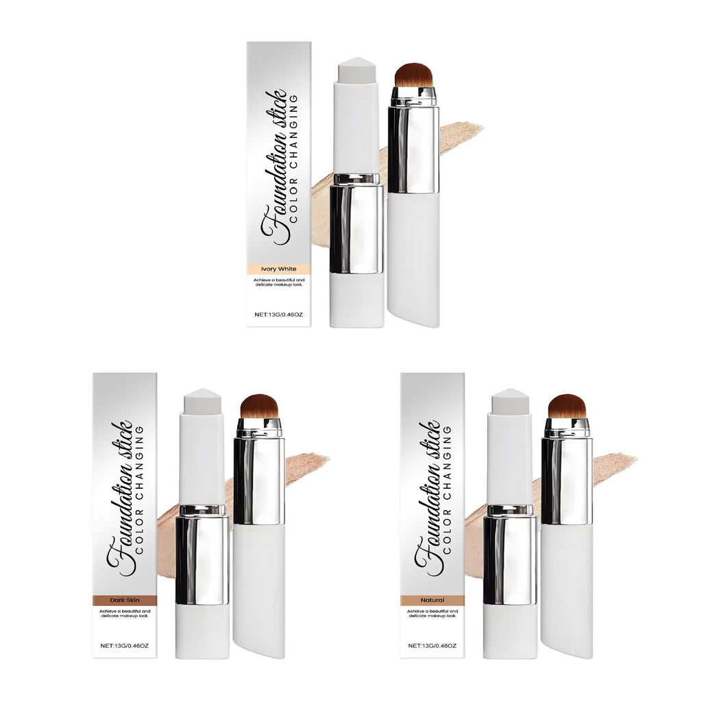 2-in-1 Color-Changing Foundation Liquid Stick Lasting Concealer Lightweight Moisturizing Brightening Matte Natural Base Makeup