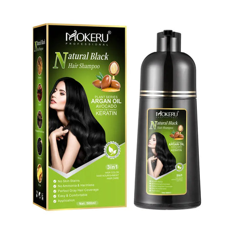 Mokeru Ammonia Free Keratin Hair Color Shampoo Coffee  Permanent Brown Hair Dye Shampoo for White Hair Coverage