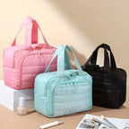 Large Capacity Quilted Makeup Bag-Portable Multi Functional Storage Bag,Layered Design, Durable Nylon,Ideal for Christmas Gifts