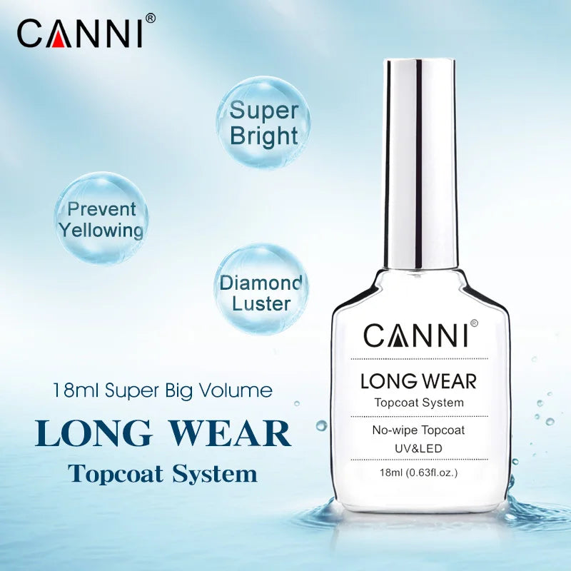 Canni 18ml Big Size Long Wear Diamond No Wipe Top Coat Peel Off Base Coat Nail Manicure Soak Off UV LED TPO FREE Gel Polish