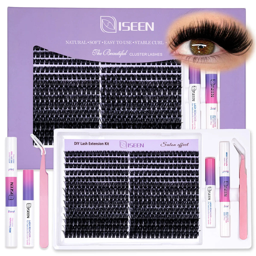 Eyelash Clusters Kit Large Capacity Wispy Individual Lashes Natural DIY Cluster Eyelash Extensions Makeup Tool