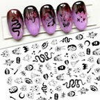 Adhesive stickers with European and American style cross snake black and white wave dot hot silver line letter nail stickers