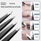 4 Pcs Stainless Steel Eyebrow Clip Tweezers Set Eyebrow Tweezers Eyebrow Trimming Set Beauty And Grooming Tools With Mirror Case