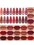 18-Piece Mini Lipstick Set, Matte + Lip Gloss Combination, Capsule Lipstick, Lip Plumping, Waterproof Lip Liner, Long-Lasting and Non-Fading, Portable Travel Style