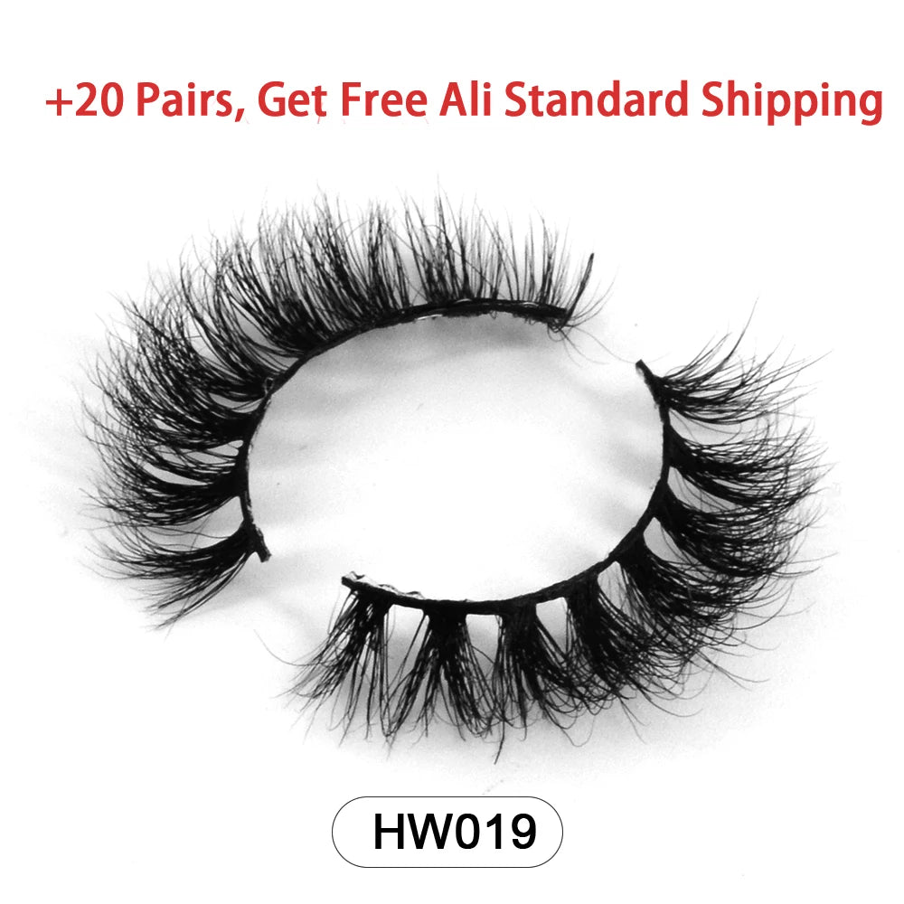 HZJY 10-15mm 3D Real Mink Handmade Crossing Lashes Individual Strip Thick Lash Fake Eyelashes with free paper boxes
