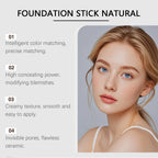 Color Changing Foundation Stick Waterproof Sweatproof Lightening Full Coverage Concealer 2 in 1 Stick Foundation Makeup Brushes