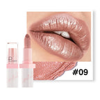 Shimmery Diamond Lipstick 10 Shades Waterproof Glittery Non Transfer Red Lip Tint Smooth Long Wear Pearly Lipstick