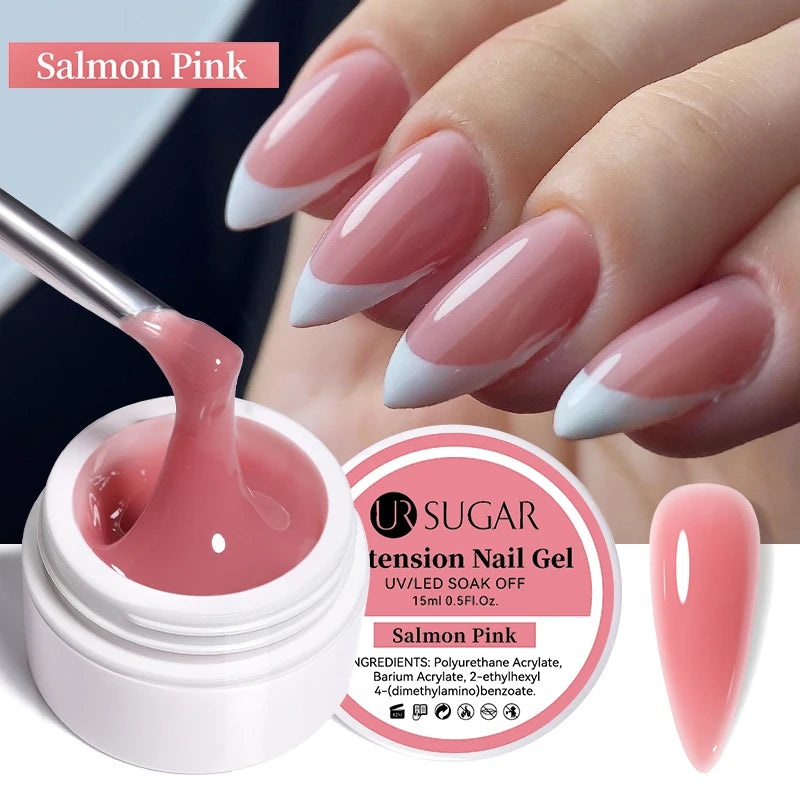 UR SUGAR Milky White Clear Pink Color 15ml Jelly Extension Nail Gel Polish Soak Off UV LED Gel Varnish Manicure Tips Tools