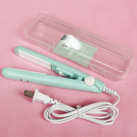 Electric Ceramic Mini Hair Straightener Unisex Portable Flat Iron Wet/Dry Straightening Curling Irons Black FastHeat Hair Curler