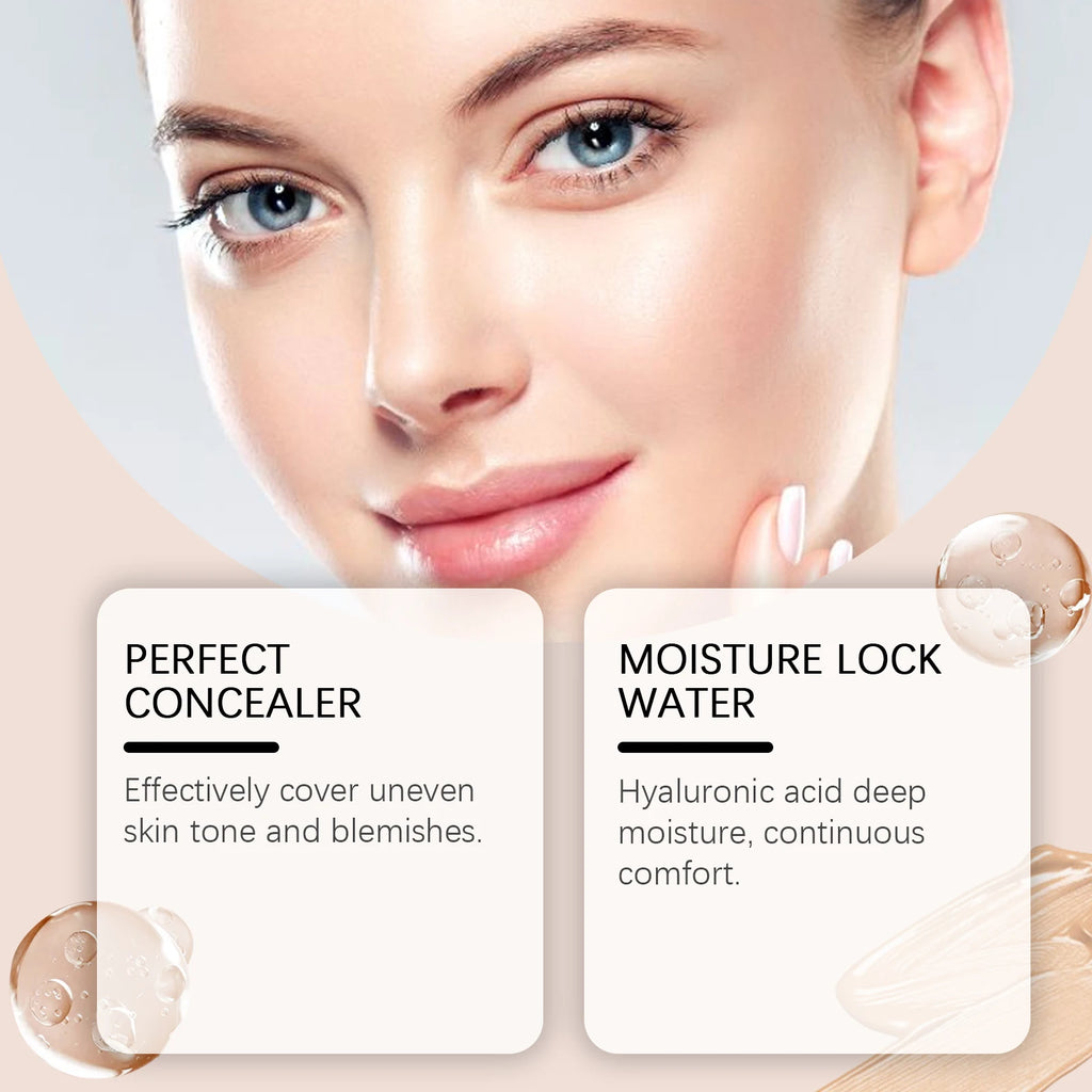 Concealer Foundation Stick with Brush Oil Control Brightening Makeup Natural Matte Finish Coverage Dark Circles Blemishes