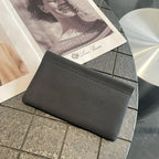 Custom Letters  Ladies Genuine Leather Ultra-thin New Minimalist Long Wallet With Automatic Closure makeup Lipstick Storage Bag