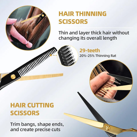 12Pcs Hair Scissor Professional set,Stainless Steel Barber Supplies, Thinning Shears Included,hair supplies ,barber supplies
