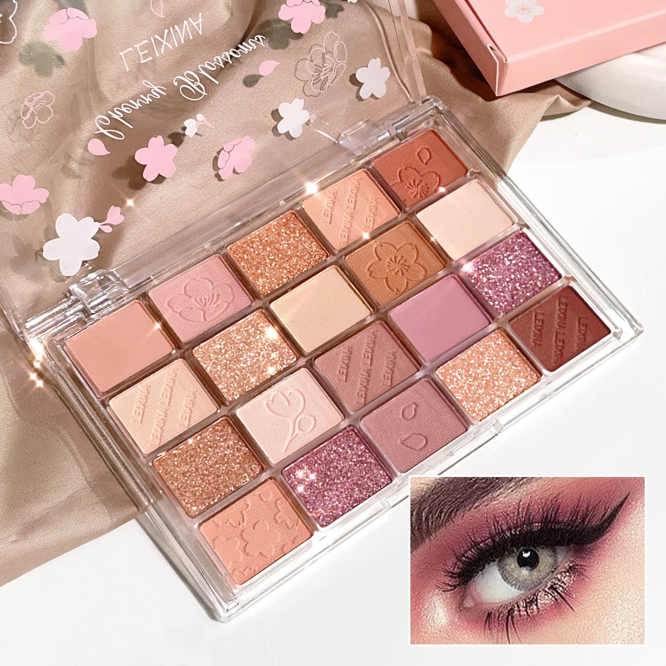 20-Color Matte Shimmer and Glitter Eyeshadow Palette Waterproof and Sweat-resistant, Featuring Creamy Nude and Warm Rosy Browns