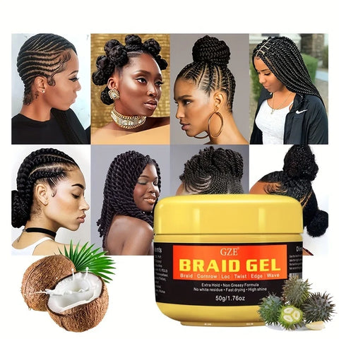 GZE Stronghold Braid Gel for Perfectly Styled Braids and Twists - Long Lasting and Non-Flaking Formula - Great for Natural Hair
