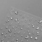 1PC 5D Korean Bronzing Nail Stickers Japanese Gold Silver Star Moon Luxury DIY Nail Art Decoration Decals Manicure Accessories